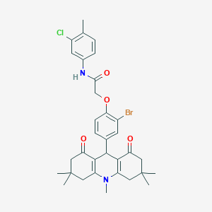 molecular formula C33H36BrClN2O4 B328171 2-[2-bromo-4-(3,3,6,6,10-pentamethyl-1,8-dioxo-1,2,3,4,5,6,7,8,9,10-decahydro-9-acridinyl)phenoxy]-N-(3-chloro-4-methylphenyl)acetamide 