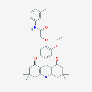 molecular formula C35H42N2O5 B328182 2-[2-ethoxy-4-(3,3,6,6,10-pentamethyl-1,8-dioxo-1,2,3,4,5,6,7,8,9,10-decahydro-9-acridinyl)phenoxy]-N-(3-methylphenyl)acetamide 