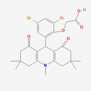 molecular formula C26H29Br2NO5 B328185 2-[2,4-dibromo-6-(3,3,6,6,10-pentamethyl-1,8-dioxo-4,5,7,9-tetrahydro-2H-acridin-9-yl)phenoxy]acetic acid 