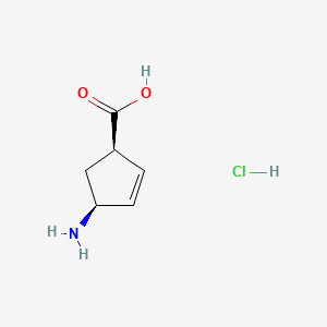 molecular formula C6H10ClNO2 B3281858 (1R,4S)-4-aminocyclopent-2-enecarboxylic acid hydrochloride CAS No. 74201-87-9