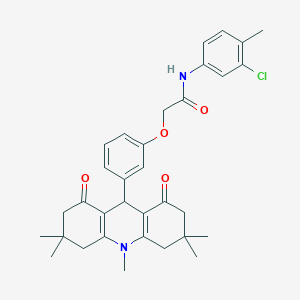 molecular formula C33H37ClN2O4 B328187 N-(3-chloro-4-methylphenyl)-2-[3-(3,3,6,6,10-pentamethyl-1,8-dioxo-1,2,3,4,5,6,7,8,9,10-decahydro-9-acridinyl)phenoxy]acetamide 
