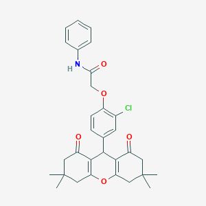 molecular formula C31H32ClNO5 B328191 2-[2-chloro-4-(3,3,6,6-tetramethyl-1,8-dioxo-2,3,4,5,6,7,8,9-octahydro-1H-xanthen-9-yl)phenoxy]-N-phenylacetamide 
