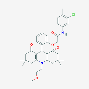 molecular formula C35H41ClN2O5 B328199 N-(3-chloro-4-methylphenyl)-2-{2-[10-(2-methoxyethyl)-3,3,6,6-tetramethyl-1,8-dioxo-1,2,3,4,5,6,7,8,9,10-decahydro-9-acridinyl]phenoxy}acetamide 