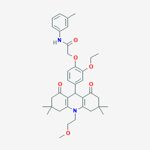molecular formula C37H46N2O6 B328203 2-{2-ethoxy-4-[10-(2-methoxyethyl)-3,3,6,6-tetramethyl-1,8-dioxo-1,2,3,4,5,6,7,8,9,10-decahydro-9-acridinyl]phenoxy}-N-(3-methylphenyl)acetamide 