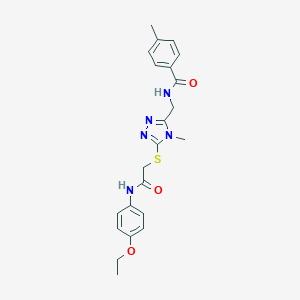molecular formula C22H25N5O3S B328209 N-{[5-({2-[(4-ethoxyphenyl)amino]-2-oxoethyl}sulfanyl)-4-methyl-4H-1,2,4-triazol-3-yl]methyl}-4-methylbenzamide 