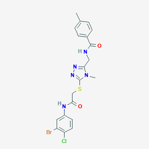 molecular formula C20H19BrClN5O2S B328212 N-[(5-{[2-(3-bromo-4-chloroanilino)-2-oxoethyl]sulfanyl}-4-methyl-4H-1,2,4-triazol-3-yl)methyl]-4-methylbenzamide 