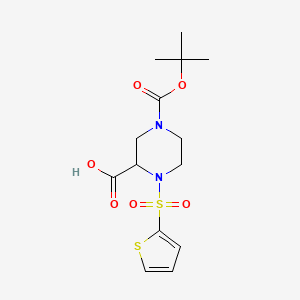 molecular formula C14H20N2O6S2 B3282136 4-(tert-Butoxycarbonyl)-1-(thiophen-2-ylsulfonyl)piperazine-2-carboxylic acid CAS No. 745801-01-8