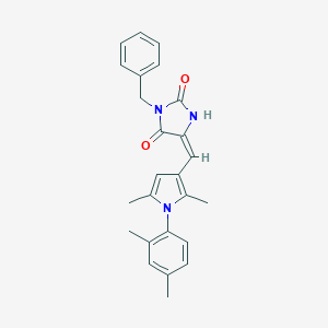 molecular formula C25H25N3O2 B328236 (5E)-3-benzyl-5-{[1-(2,4-dimethylphenyl)-2,5-dimethyl-1H-pyrrol-3-yl]methylidene}imidazolidine-2,4-dione 
