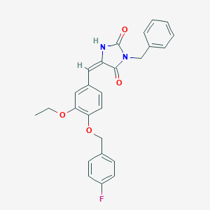 (5E)-3-benzyl-5-{3-ethoxy-4-[(4-fluorobenzyl)oxy]benzylidene}imidazolidine-2,4-dione
