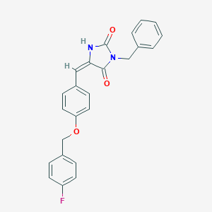 molecular formula C24H19FN2O3 B328238 (5E)-3-benzyl-5-{4-[(4-fluorobenzyl)oxy]benzylidene}imidazolidine-2,4-dione 