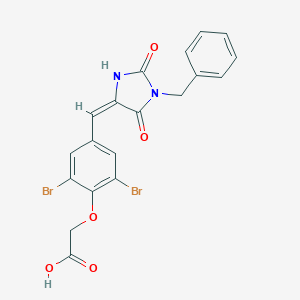 molecular formula C19H14Br2N2O5 B328240 {4-[(1-Benzyl-2,5-dioxo-4-imidazolidinylidene)methyl]-2,6-dibromophenoxy}acetic acid 