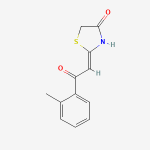 molecular formula C12H11NO2S B3282418 2-[2-(2-Methylphenyl)-2-oxoethylidene]-1,3-thiazolidin-4-one CAS No. 749920-39-6