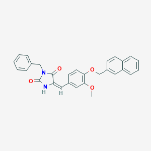 molecular formula C29H24N2O4 B328245 3-Benzyl-5-[3-methoxy-4-(2-naphthylmethoxy)benzylidene]-2,4-imidazolidinedione 