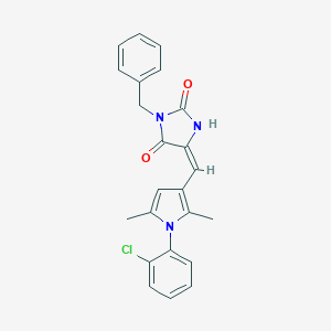 molecular formula C23H20ClN3O2 B328247 3-benzyl-5-{[1-(2-chlorophenyl)-2,5-dimethyl-1H-pyrrol-3-yl]methylene}-2,4-imidazolidinedione 