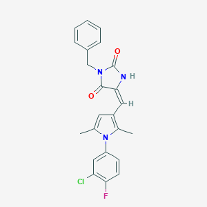 molecular formula C23H19ClFN3O2 B328248 (5E)-3-benzyl-5-{[1-(3-chloro-4-fluorophenyl)-2,5-dimethyl-1H-pyrrol-3-yl]methylidene}imidazolidine-2,4-dione 