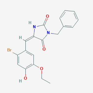 (5E)-3-benzyl-5-(2-bromo-5-ethoxy-4-hydroxybenzylidene)imidazolidine-2,4-dione