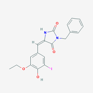 (5E)-3-benzyl-5-(3-ethoxy-4-hydroxy-5-iodobenzylidene)imidazolidine-2,4-dione