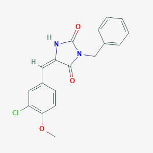 molecular formula C18H15ClN2O3 B328251 3-Benzyl-5-(3-chloro-4-methoxybenzylidene)-2,4-imidazolidinedione 
