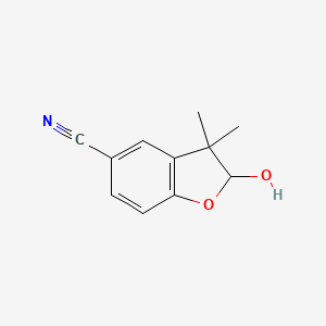 molecular formula C11H11NO2 B3282512 2-Hydroxy-3,3-dimethyl-2,3-dihydrobenzofuran-5-carbonitrile CAS No. 75097-73-3