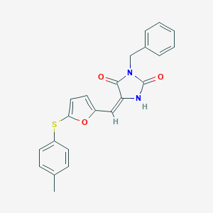 molecular formula C22H18N2O3S B328252 3-Benzyl-5-({5-[(4-methylphenyl)sulfanyl]-2-furyl}methylene)-2,4-imidazolidinedione 