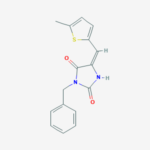 molecular formula C16H14N2O2S B328254 (5E)-3-benzyl-5-[(5-methylthiophen-2-yl)methylidene]imidazolidine-2,4-dione 