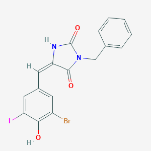 molecular formula C17H12BrIN2O3 B328259 3-Benzyl-5-(3-bromo-4-hydroxy-5-iodobenzylidene)-2,4-imidazolidinedione 