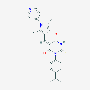 molecular formula C25H24N4O2S B328261 (5E)-5-{[2,5-dimethyl-1-(pyridin-4-yl)-1H-pyrrol-3-yl]methylidene}-1-[4-(propan-2-yl)phenyl]-2-thioxodihydropyrimidine-4,6(1H,5H)-dione 