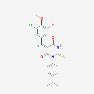 molecular formula C23H23ClN2O4S B328263 (5E)-5-(3-chloro-4-ethoxy-5-methoxybenzylidene)-1-[4-(propan-2-yl)phenyl]-2-thioxodihydropyrimidine-4,6(1H,5H)-dione 