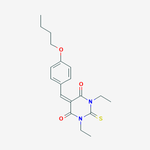 molecular formula C19H24N2O3S B328264 5-(4-butoxybenzylidene)-1,3-diethyl-2-thioxodihydro-4,6(1H,5H)-pyrimidinedione 