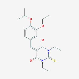 molecular formula C20H26N2O4S B328265 5-(3-ethoxy-4-isopropoxybenzylidene)-1,3-diethyl-2-thioxodihydro-4,6(1H,5H)-pyrimidinedione 