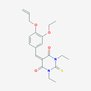 molecular formula C20H24N2O4S B328267 5-[4-(allyloxy)-3-ethoxybenzylidene]-1,3-diethyl-2-thioxodihydro-4,6(1H,5H)-pyrimidinedione 