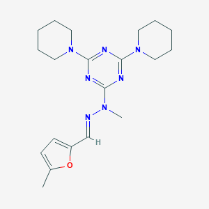 2-{(2E)-1-methyl-2-[(5-methylfuran-2-yl)methylidene]hydrazinyl}-4,6-di(piperidin-1-yl)-1,3,5-triazine