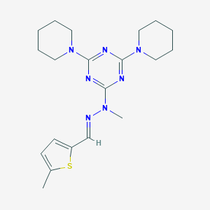 2-{(2E)-1-methyl-2-[(5-methylthiophen-2-yl)methylidene]hydrazinyl}-4,6-di(piperidin-1-yl)-1,3,5-triazine