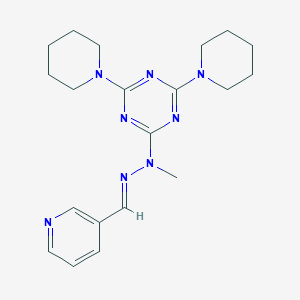 molecular formula C20H28N8 B328273 2-[(2E)-1-methyl-2-(pyridin-3-ylmethylidene)hydrazinyl]-4,6-di(piperidin-1-yl)-1,3,5-triazine 