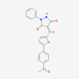 molecular formula C22H16N2O4 B328274 4-{[5-(4-Acetylphenyl)-2-furyl]methylene}-1-phenyl-3,5-pyrazolidinedione 