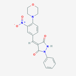 molecular formula C20H18N4O5 B328277 4-[3-Nitro-4-(4-morpholinyl)benzylidene]-1-phenyl-3,5-pyrazolidinedione 