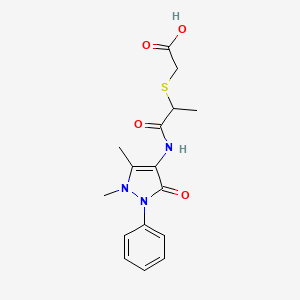 molecular formula C16H19N3O4S B3282797 ({2-[(1,5-dimethyl-3-oxo-2-phenyl-2,3-dihydro-1H-pyrazol-4-yl)amino]-1-methyl-2-oxoethyl}thio)acetic acid CAS No. 757192-84-0