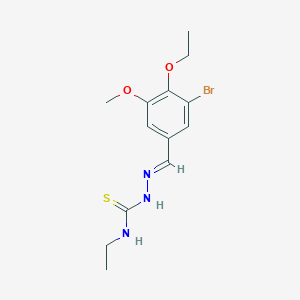 molecular formula C13H18BrN3O2S B328283 (2E)-2-(3-bromo-4-ethoxy-5-methoxybenzylidene)-N-ethylhydrazinecarbothioamide 