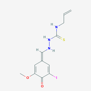 molecular formula C12H14IN3O2S B328289 1-[[(Z)-(3-iodo-5-methoxy-4-oxocyclohexa-2,5-dien-1-ylidene)methyl]amino]-3-prop-2-enylthiourea 