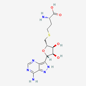 molecular formula C14H20N6O5S B3282897 (S)-2-Amino-4-((((2S,3S,4R,5S)-5-(7-amino-1H-pyrazolo[4,3-D]pyrimidin-3-YL)-3,4-dihydroxytetrahydrofuran-2-YL)methyl)thio)butanoic acid CAS No. 75899-14-8