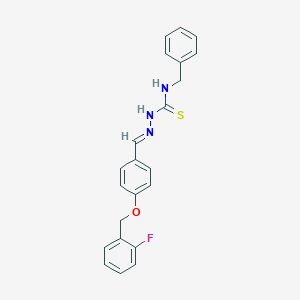 molecular formula C22H20FN3OS B328297 4-[(2-fluorobenzyl)oxy]benzaldehyde N-benzylthiosemicarbazone 