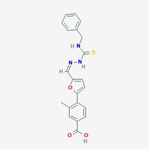 molecular formula C21H19N3O3S B328307 4-(5-{2-[(benzylamino)carbothioyl]carbohydrazonoyl}-2-furyl)-3-methylbenzoic acid 