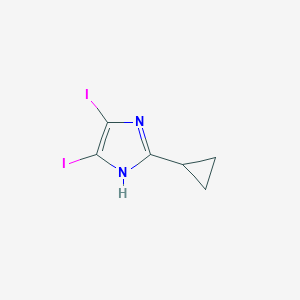 molecular formula C6H6I2N2 B3283098 1H-Imidazole, 2-cyclopropyl-4,5-diiodo- CAS No. 761426-64-6