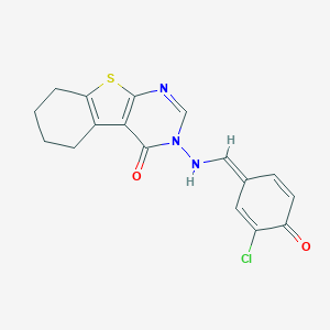 molecular formula C17H14ClN3O2S B328313 3-[[(Z)-(3-chloro-4-oxocyclohexa-2,5-dien-1-ylidene)methyl]amino]-5,6,7,8-tetrahydro-[1]benzothiolo[2,3-d]pyrimidin-4-one 