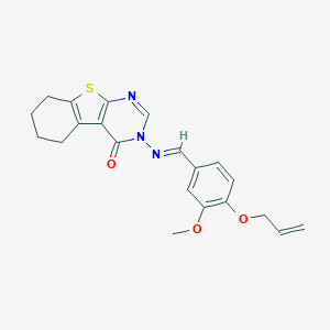 molecular formula C21H21N3O3S B328318 3-{[4-(allyloxy)-3-methoxybenzylidene]amino}-5,6,7,8-tetrahydro[1]benzothieno[2,3-d]pyrimidin-4(3H)-one 