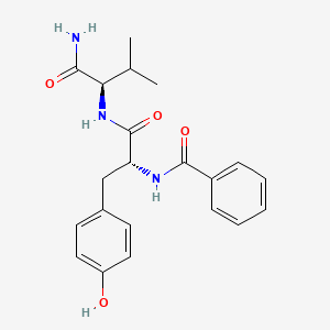 molecular formula C21H25N3O4 B3283187 N-[(2R)-1-[[(2R)-1-Amino-3-methyl-1-oxobutan-2-yl]amino]-3-(4-hydroxyphenyl)-1-oxopropan-2-yl]benzamide CAS No. 76264-60-3