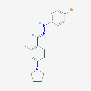 molecular formula C18H20BrN3 B328324 2-Methyl-4-(1-pyrrolidinyl)benzaldehyde (4-bromophenyl)hydrazone 