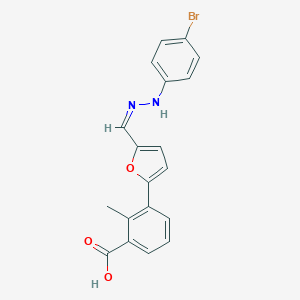 molecular formula C19H15BrN2O3 B328326 3-(5-{(Z)-[2-(4-bromophenyl)hydrazinylidene]methyl}furan-2-yl)-2-methylbenzoic acid 