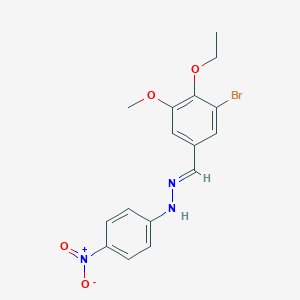 molecular formula C16H16BrN3O4 B328328 3-Bromo-4-ethoxy-5-methoxybenzaldehyde {4-nitrophenyl}hydrazone 