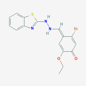 molecular formula C16H14BrN3O2S B328333 (4E)-4-[[2-(1,3-benzothiazol-2-yl)hydrazinyl]methylidene]-5-bromo-2-ethoxycyclohexa-2,5-dien-1-one 
